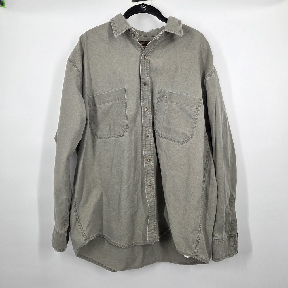 Mens Eddie Bauer Legend For Four Generations Button Up Jacket Shirt Sz XL Green
